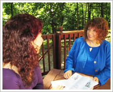 Susan Wright advising outdoors